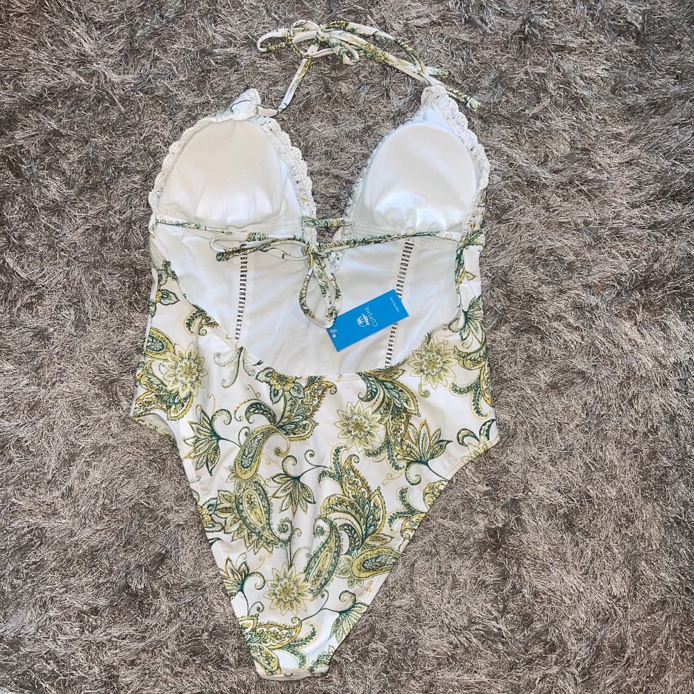 NWT Cupshe Green Paisley One Piece Cheeky Swimsuit - Picture 5 of 6